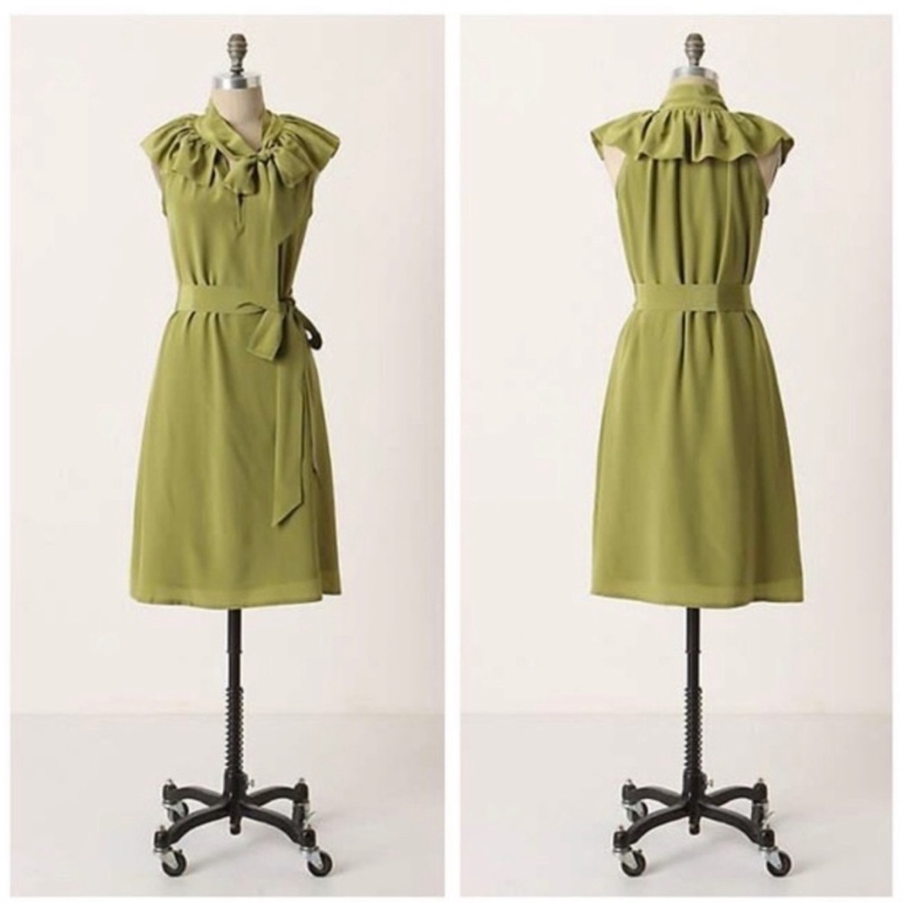 Anthropologie Girls from Savoy Green Silk Dress